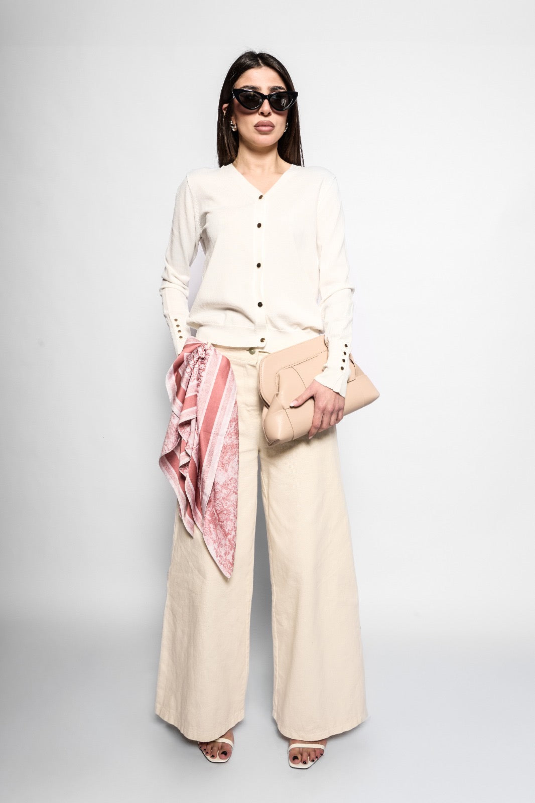 Cardigan filo basic bianco