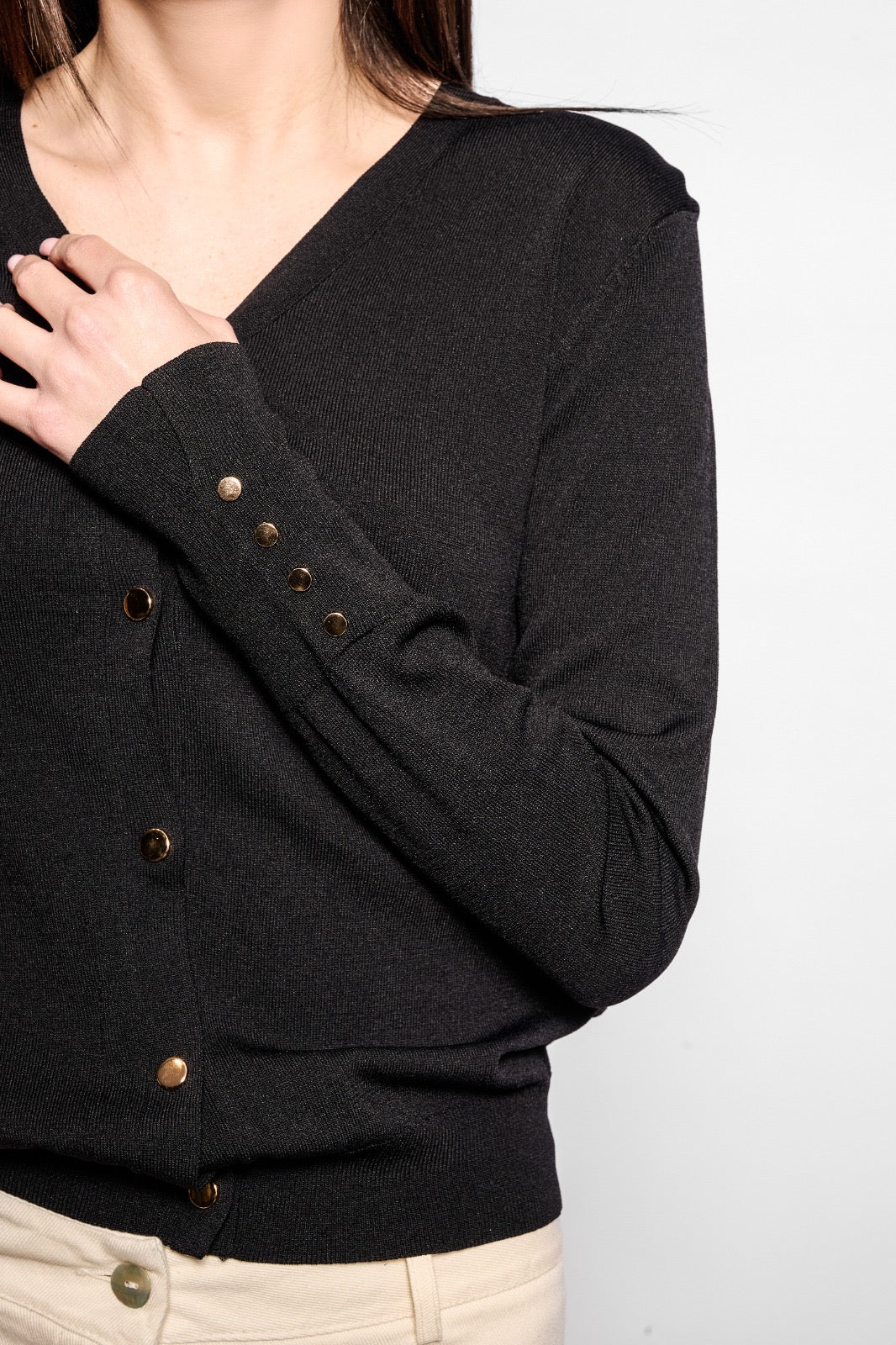 Cardigan filo basic nero