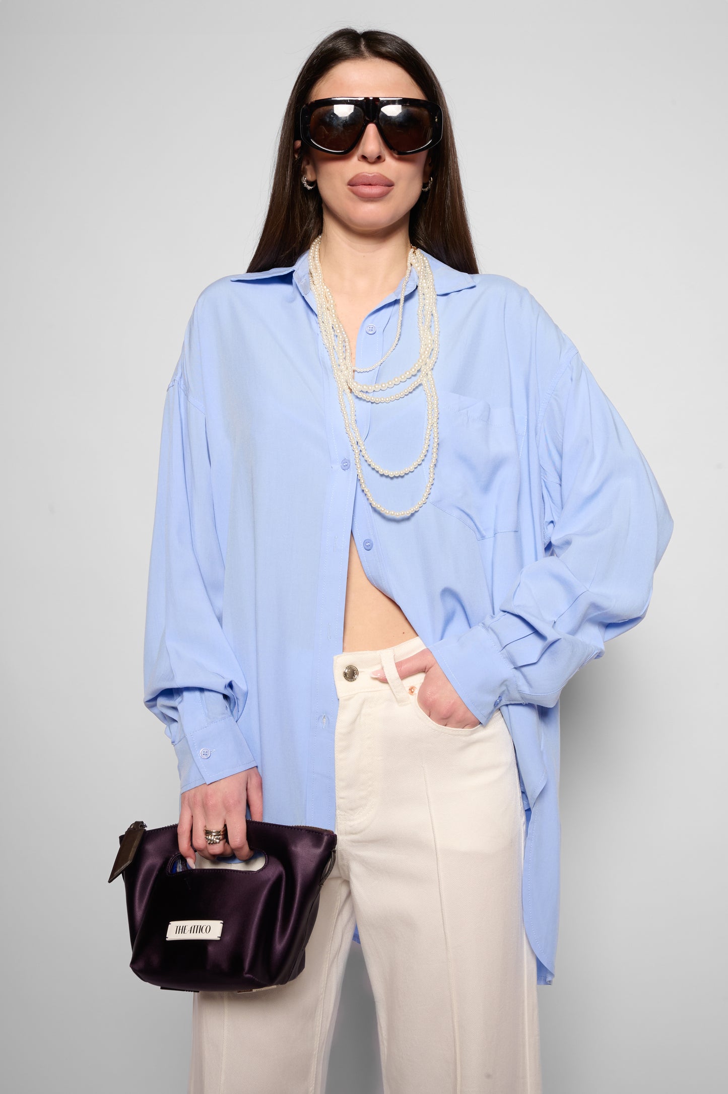 Camicia oversize azzurra