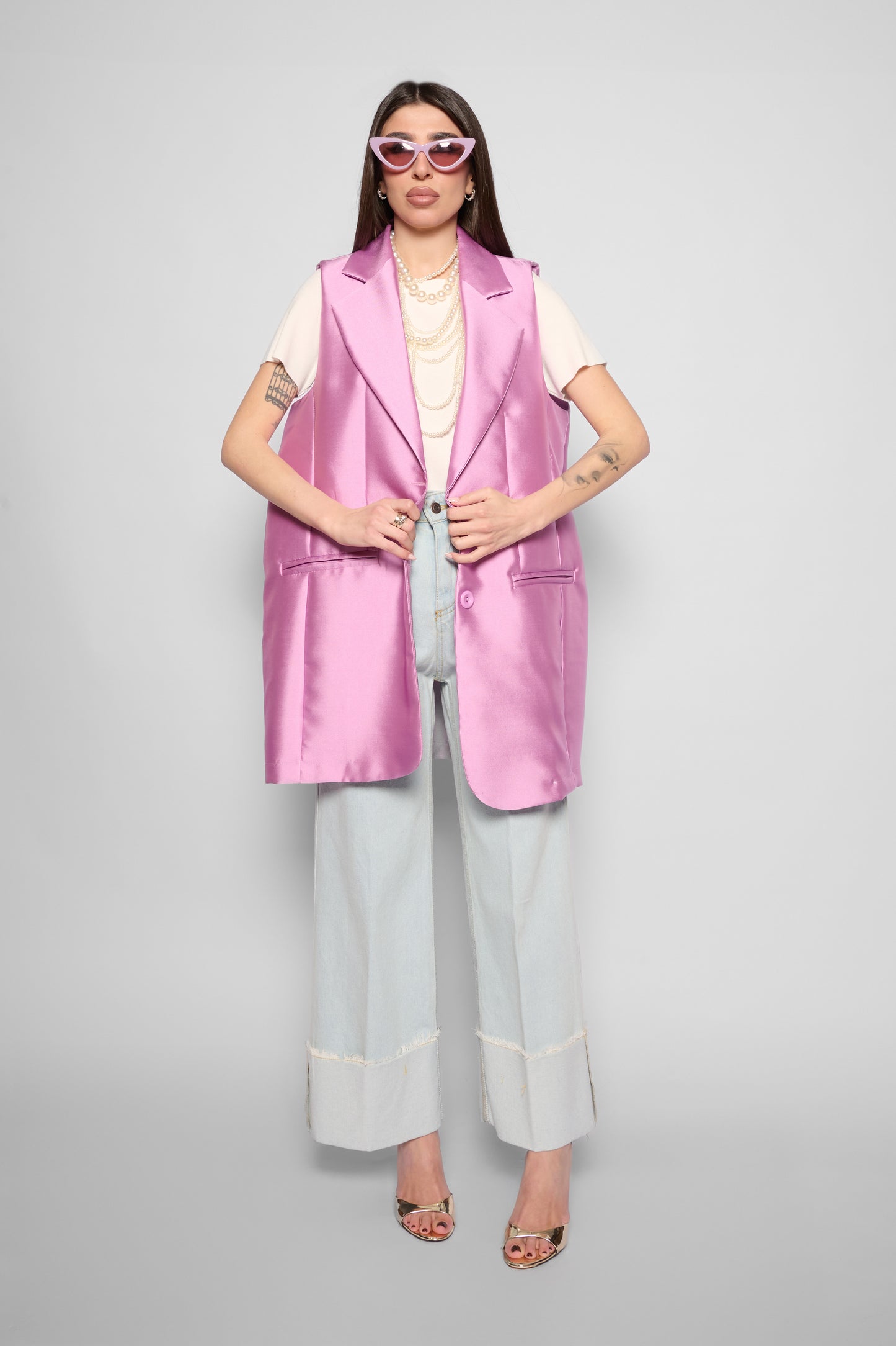 Gilet-vestito lilla