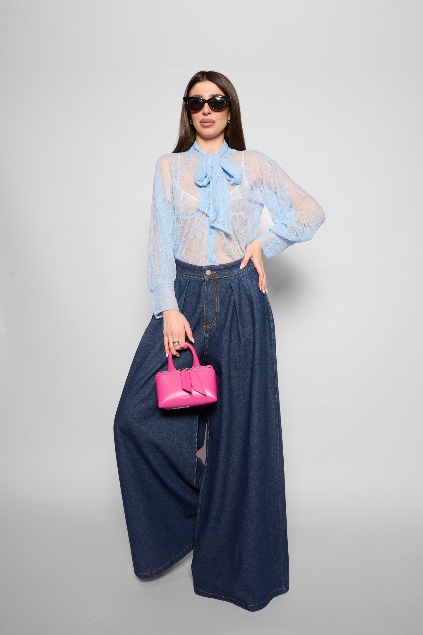 Camicia pizzo azzurra