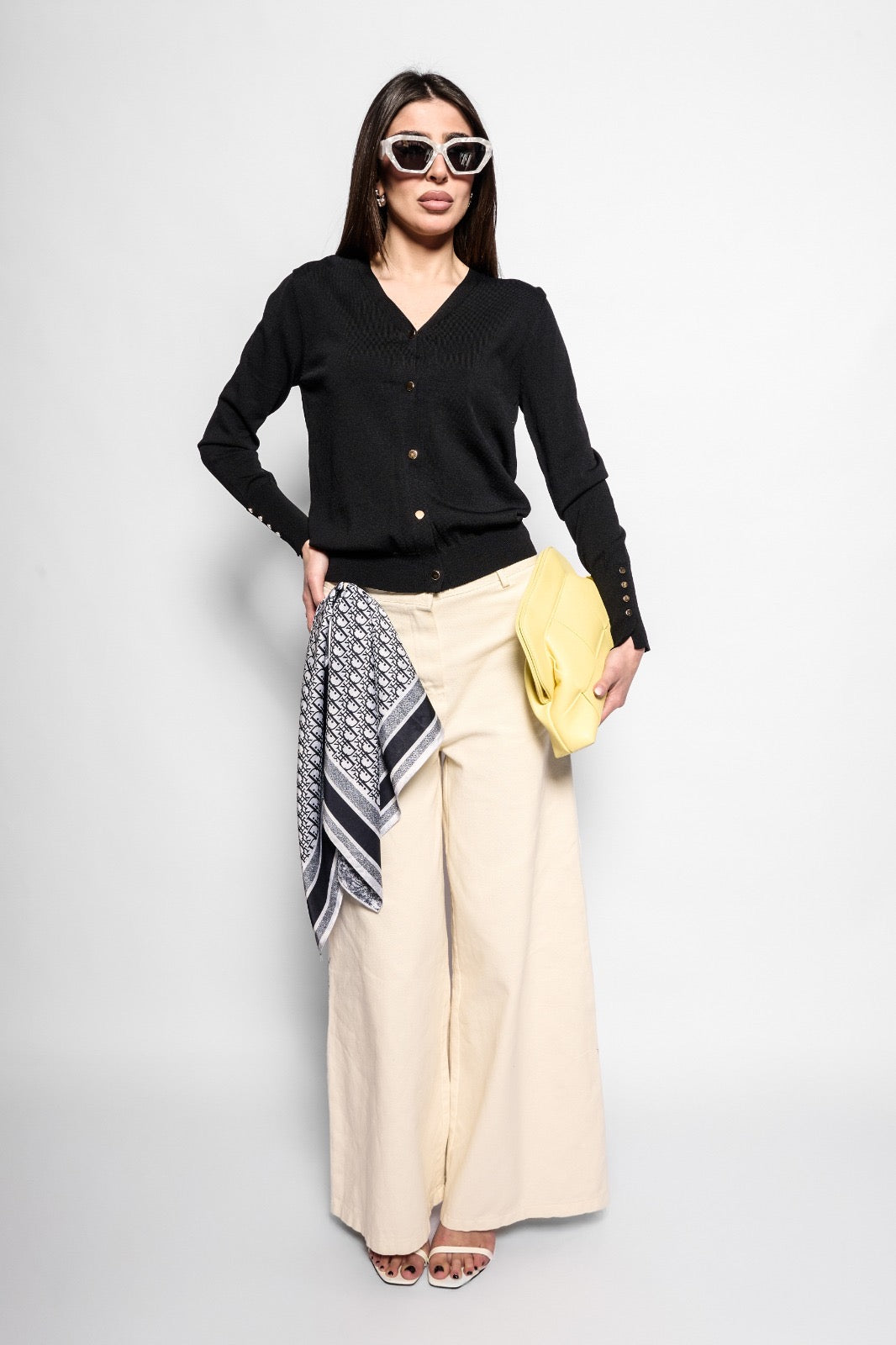 Cardigan filo basic nero