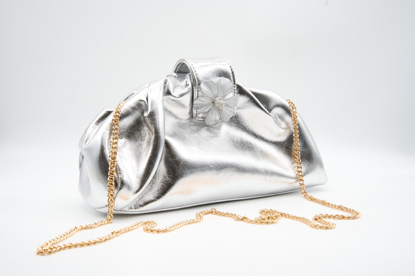 Pochette fiore silver