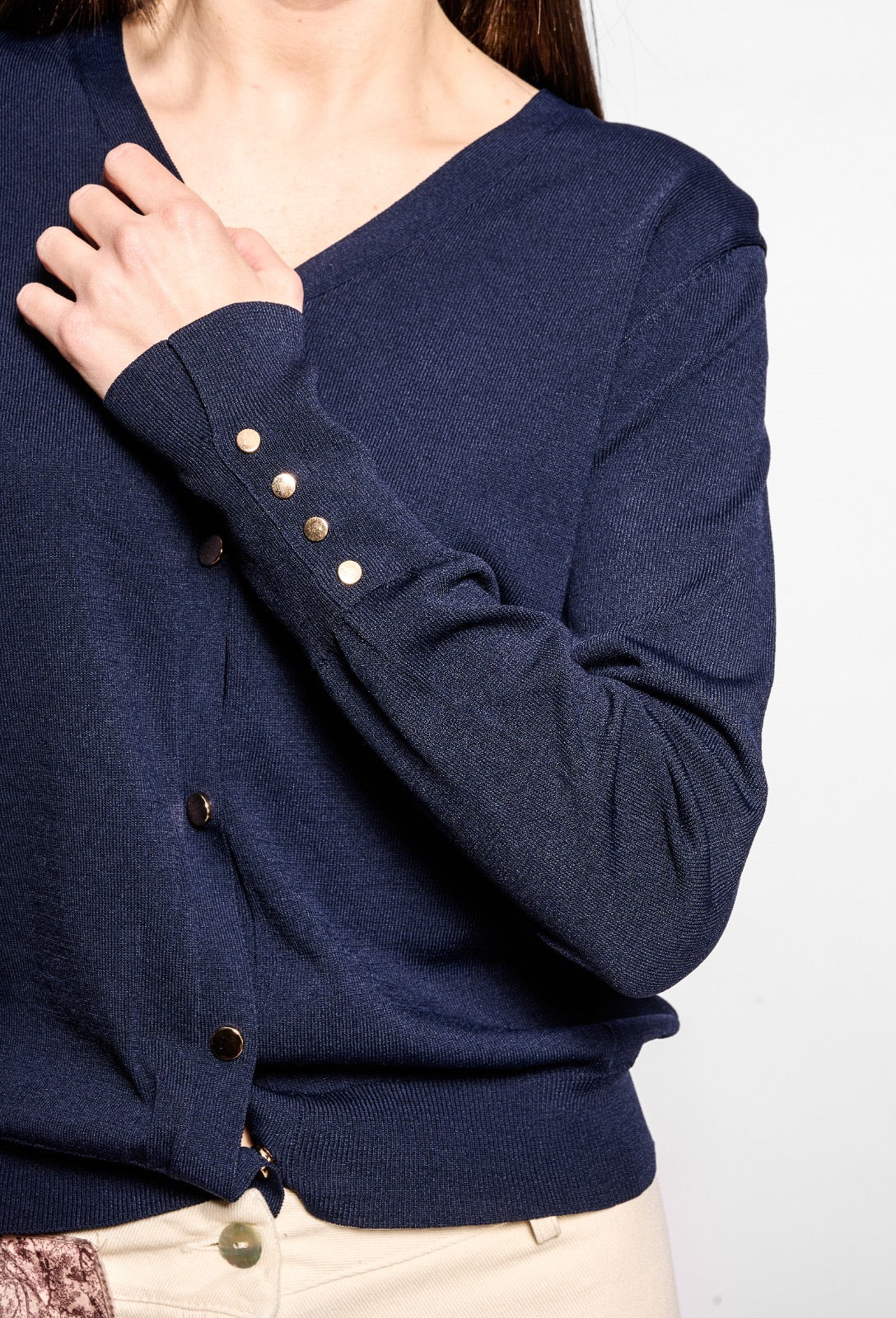Cardigan filo basic blu
