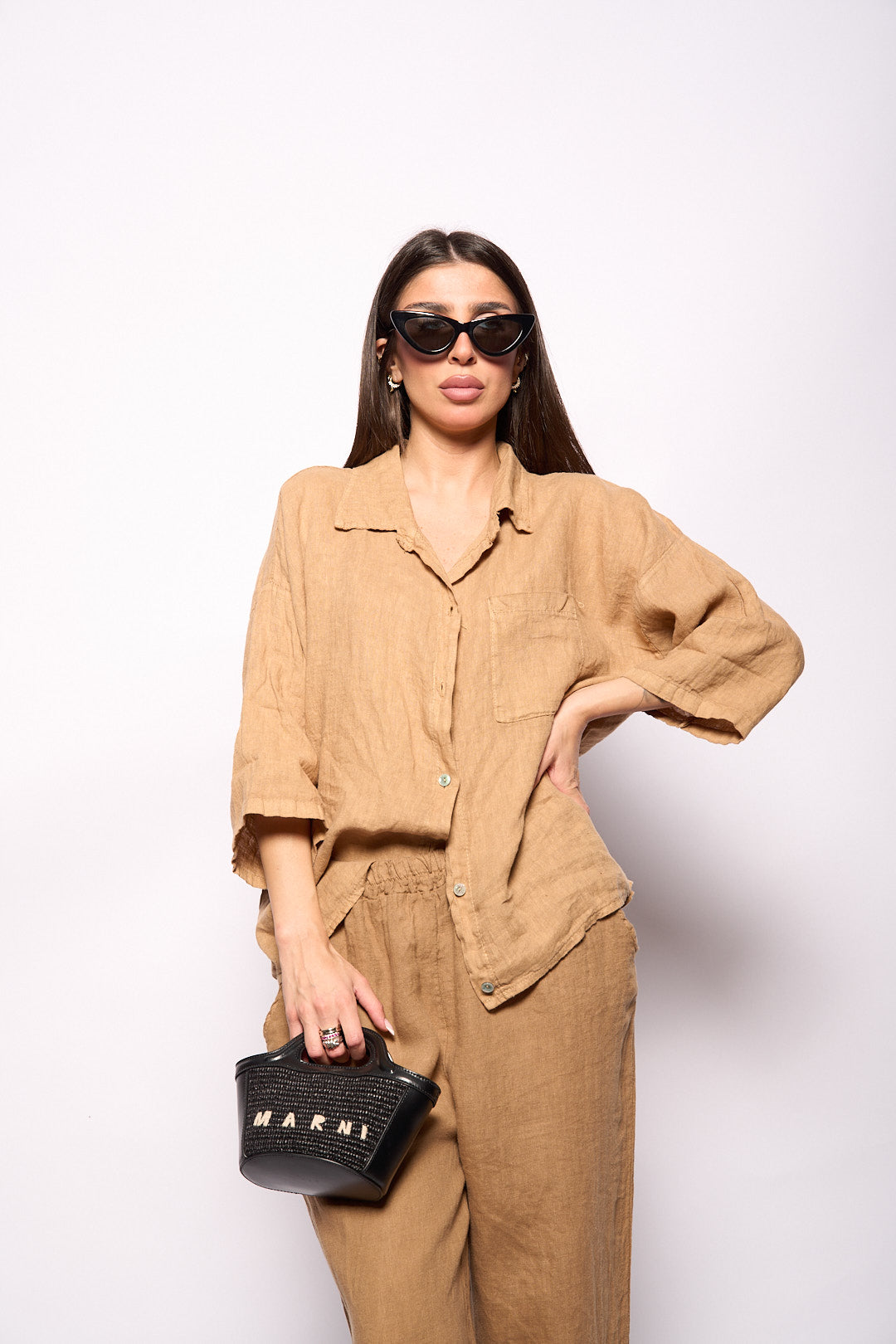 Pantalone lino camel