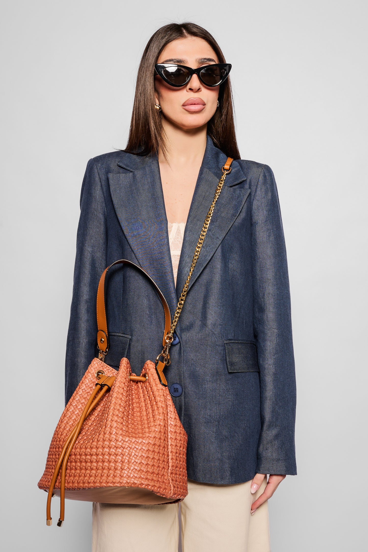 Borsa secchiello grande camel