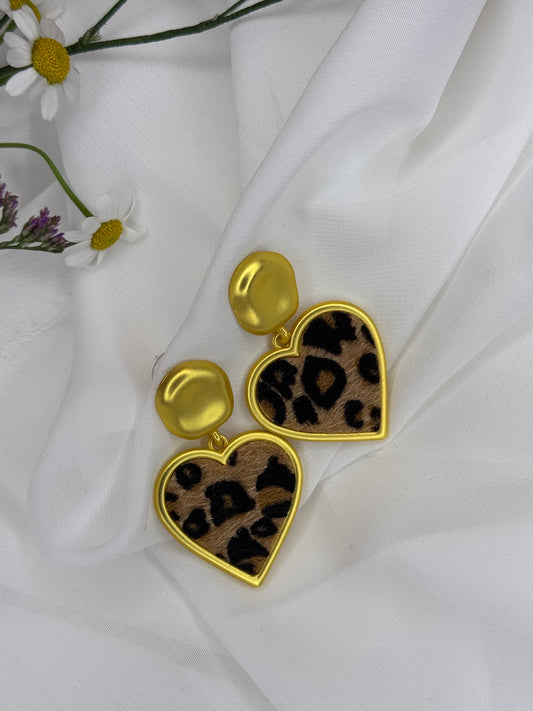 Orecchini cuore leopardo