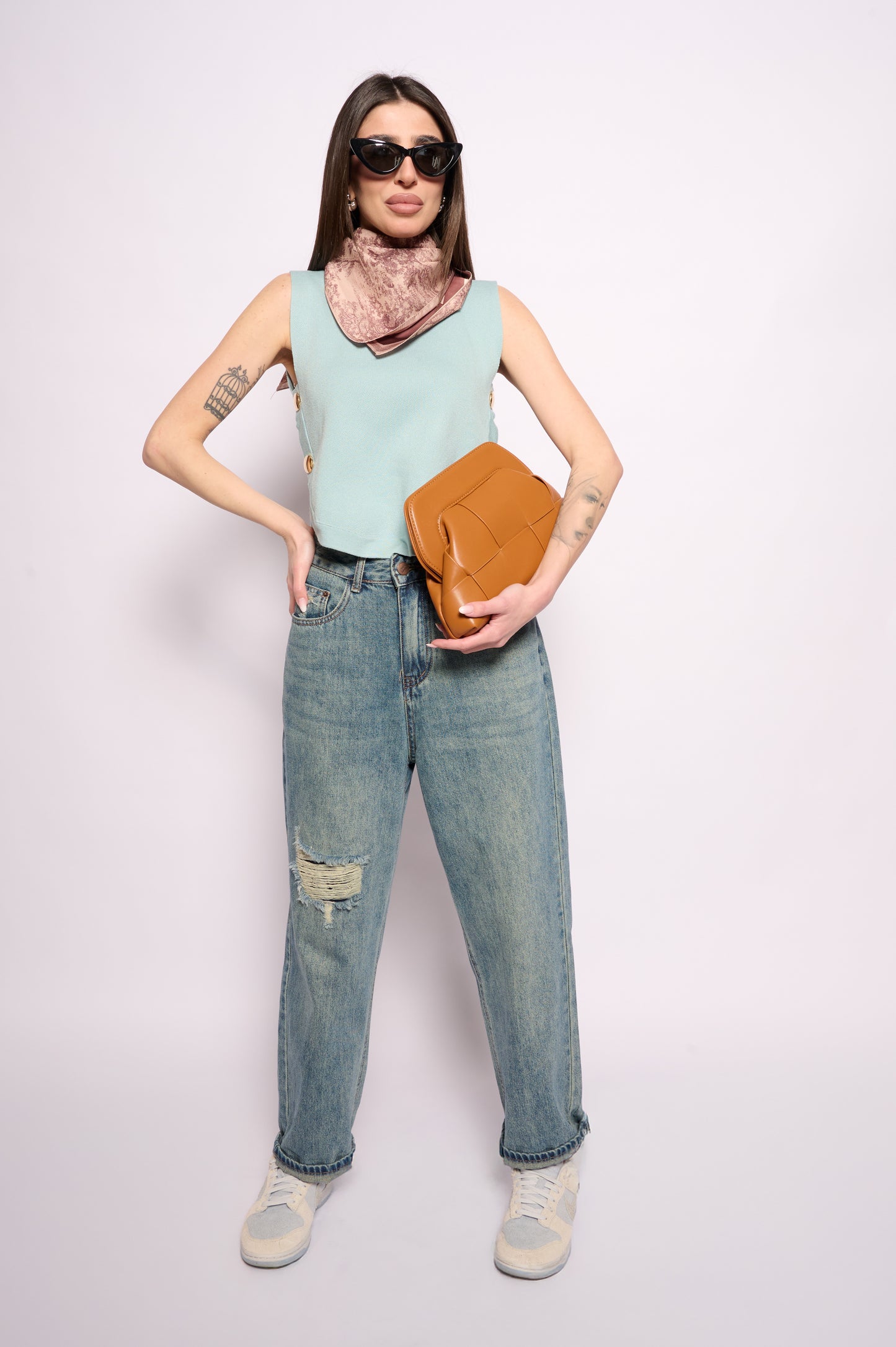 Gilet in maglia azzurro