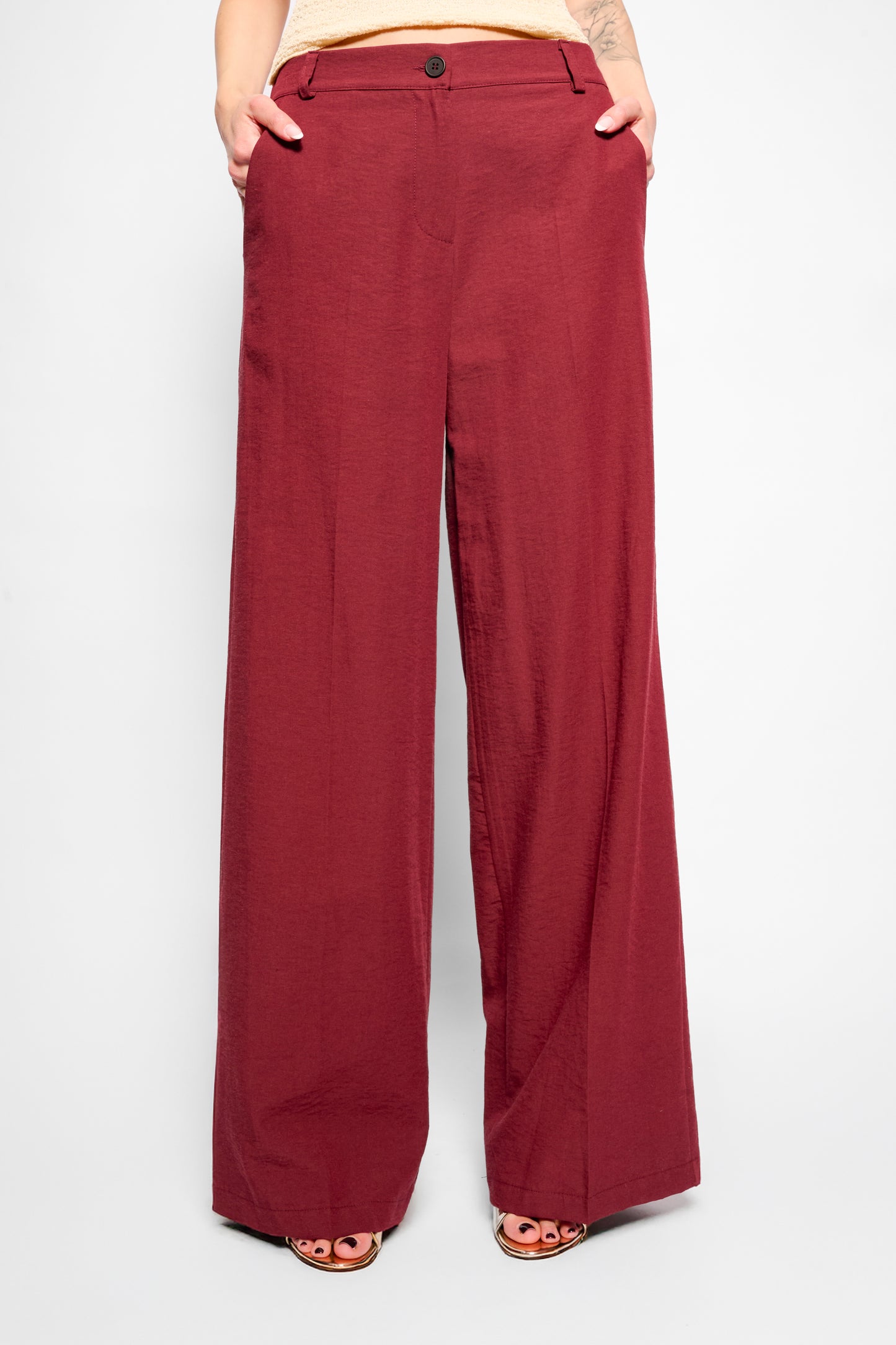 Pantalone tailleur bordeaux
