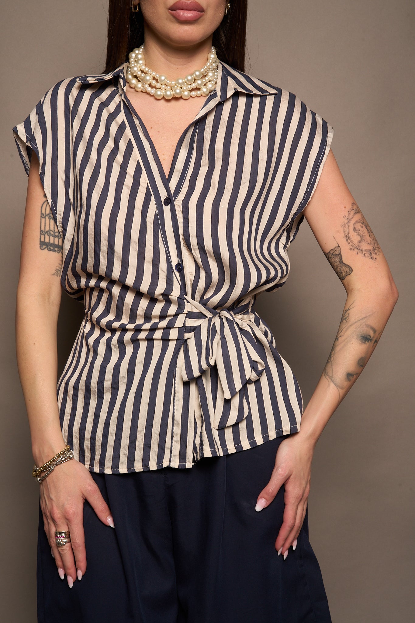 Blusa righe blu