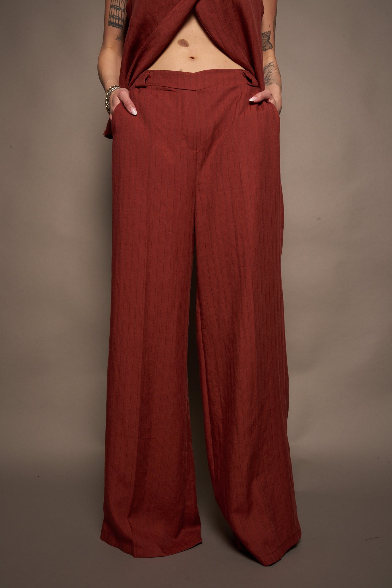 Pantalone righe mattone