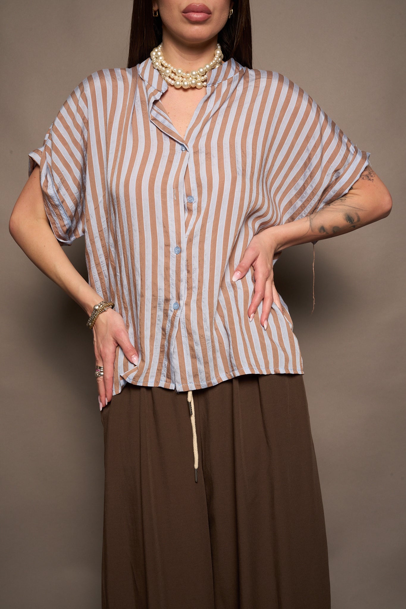 Camicia righe azzurra