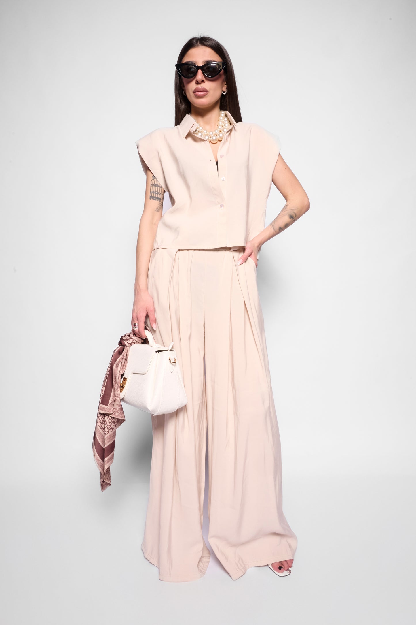 Pantalone ampio beige