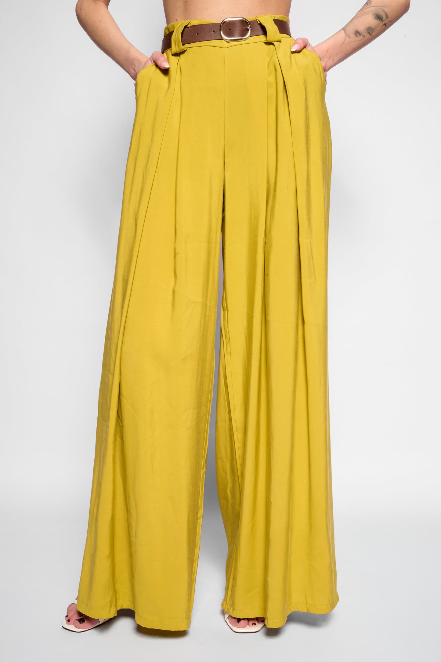 Pantaloni ampi verde