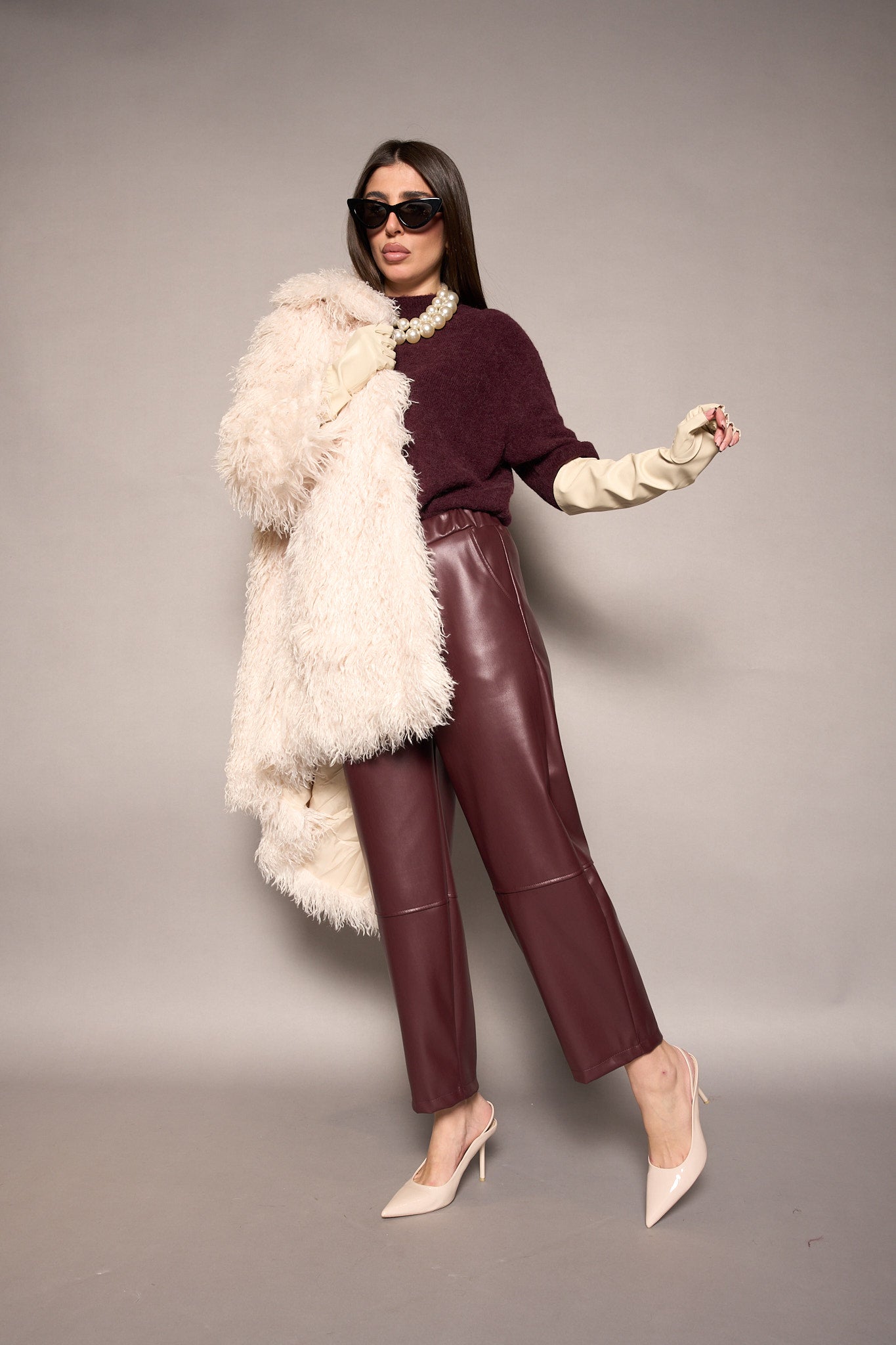 Maglione manica corta bordeaux