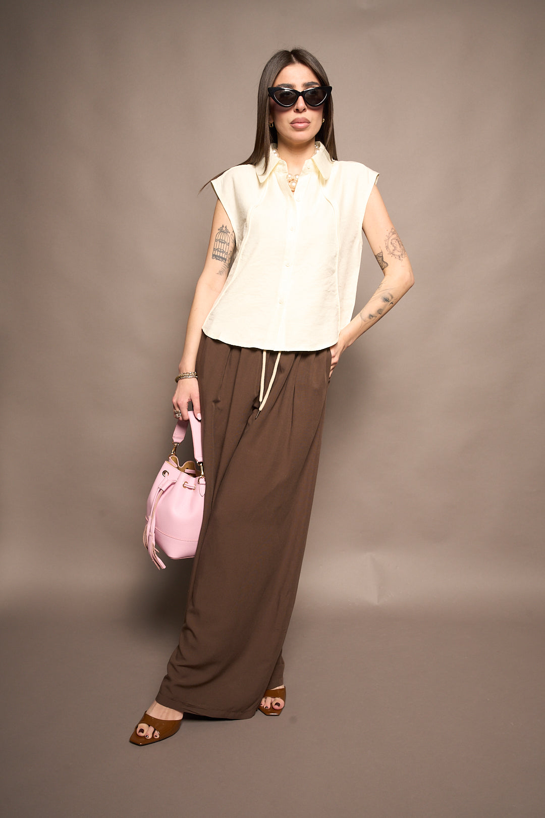 Pantalone corda marrone
