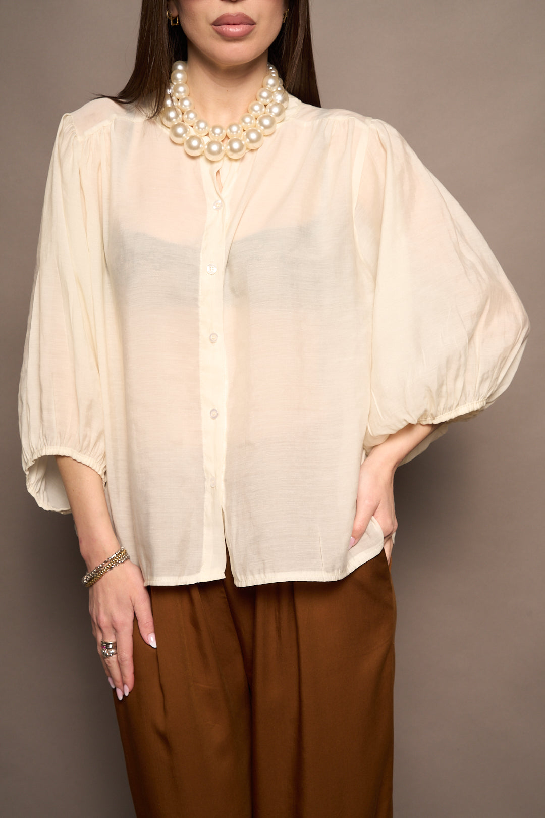 Camicia manica sbuffo bianca