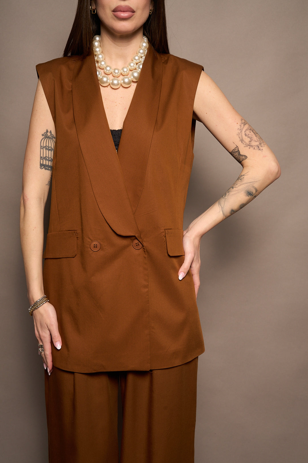 Gilet completo marrone