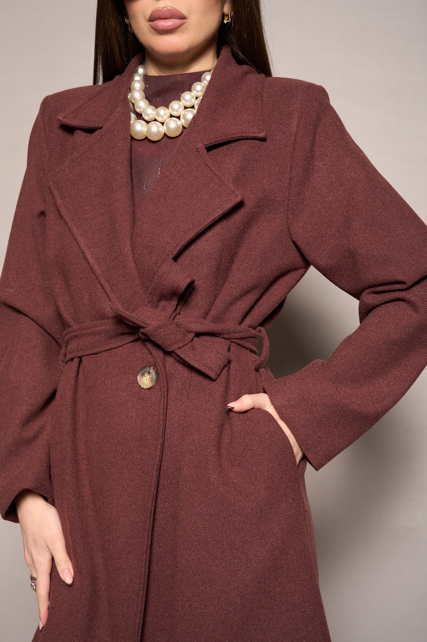 Cappotto cintura bordeaux