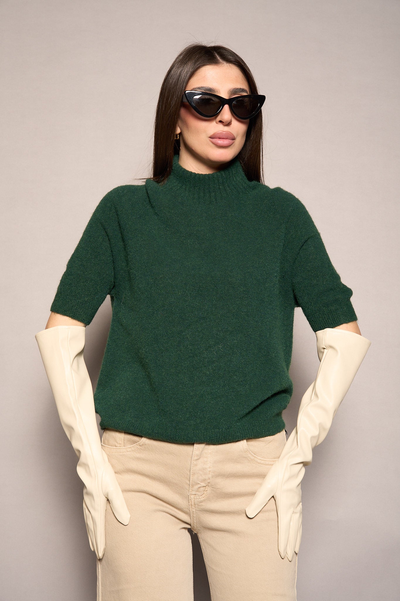 Maglione mezza manica verde