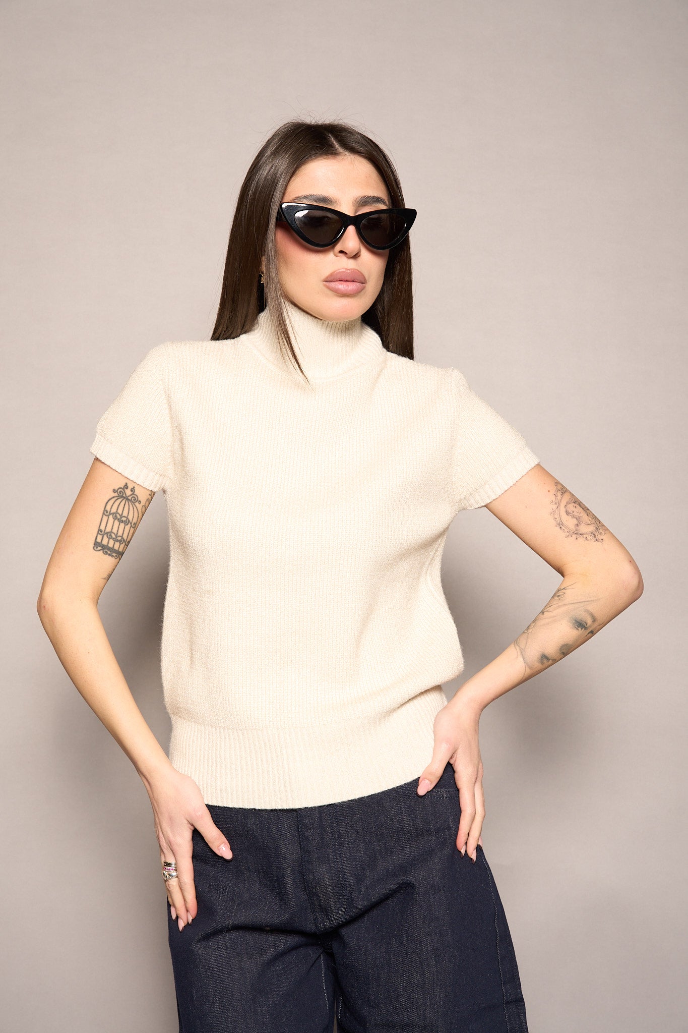 Maglia mezza manica lamè