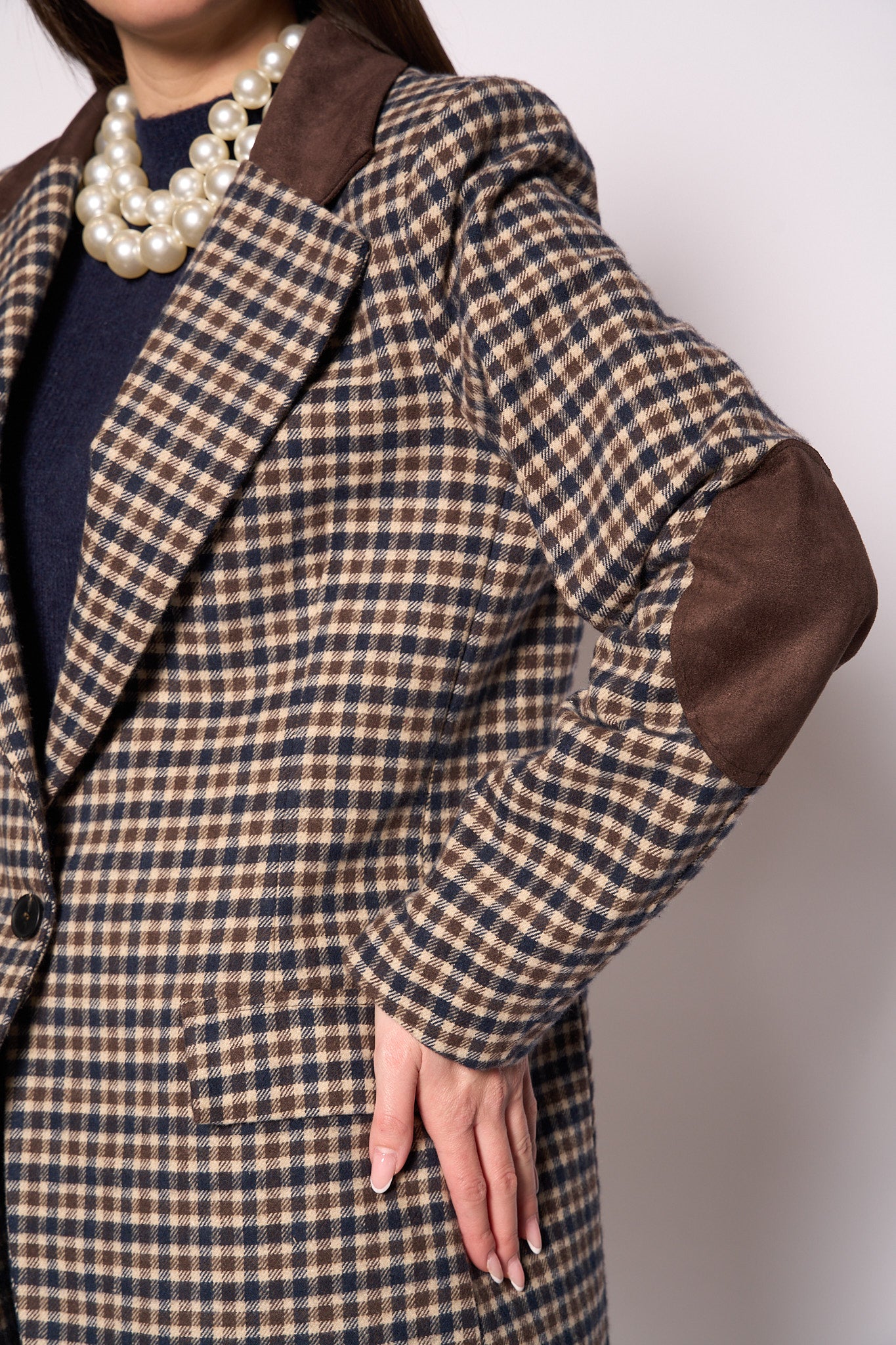 Giacca quadri marrone