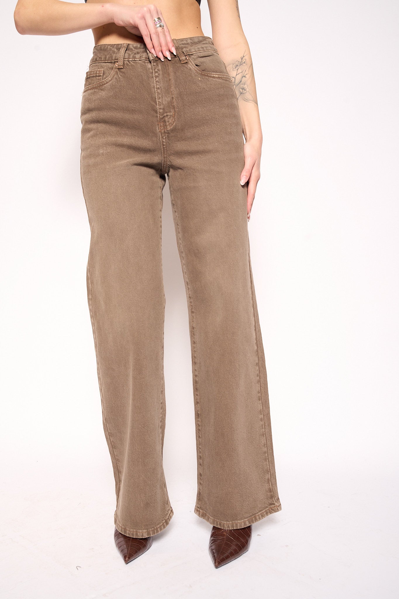 Jeans wide leg beige