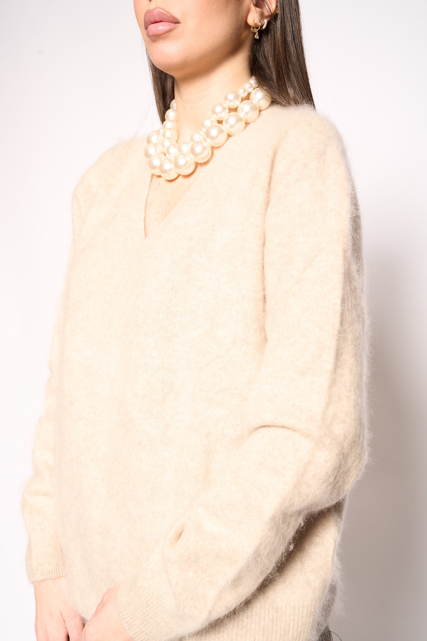 Maglione lana beige