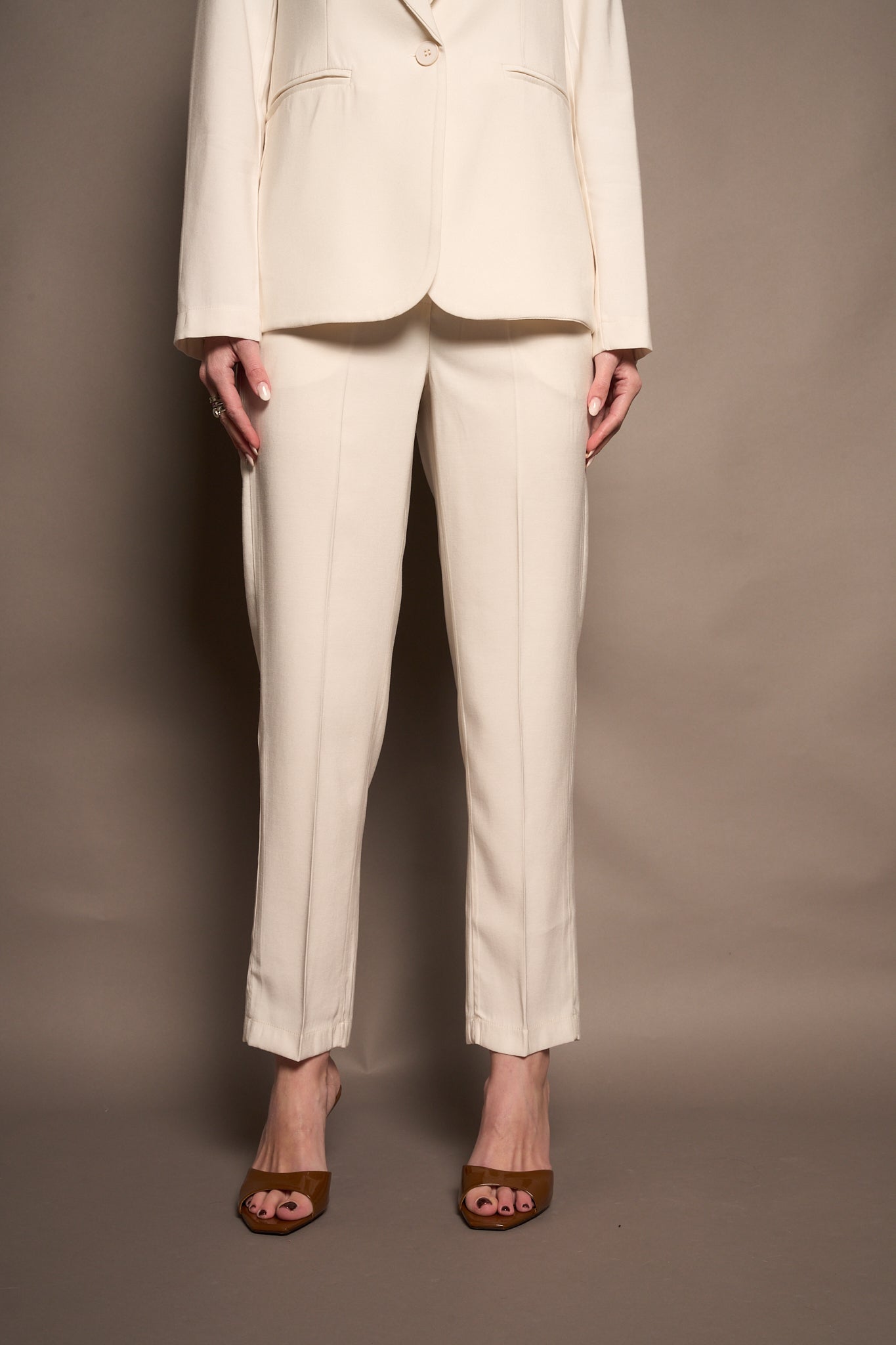 Pantalone tailleur bianco