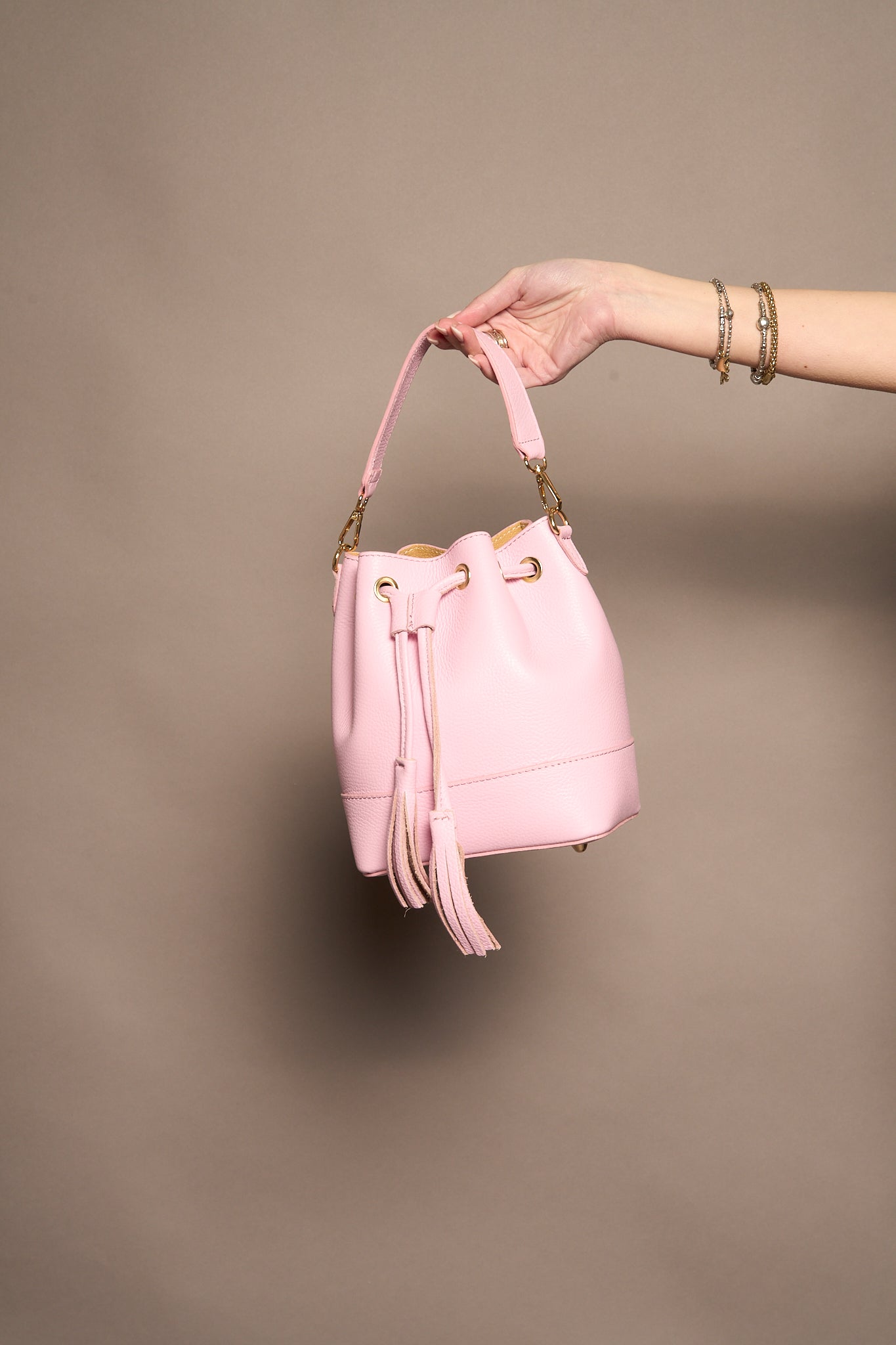 Secchiello vera pelle rosa