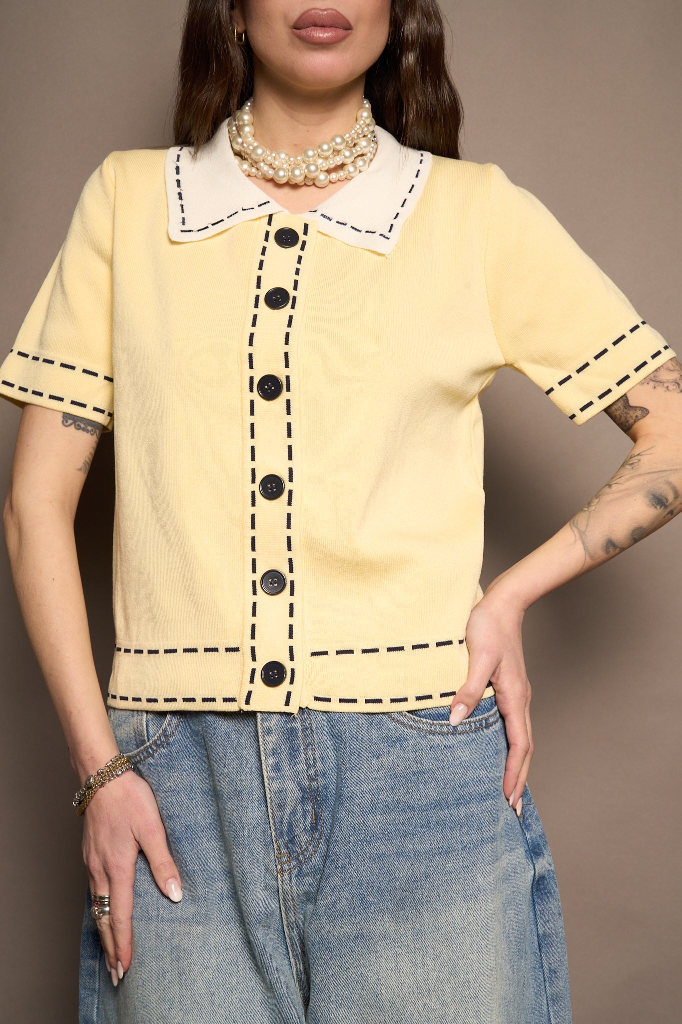 Cardigan maglia giallo