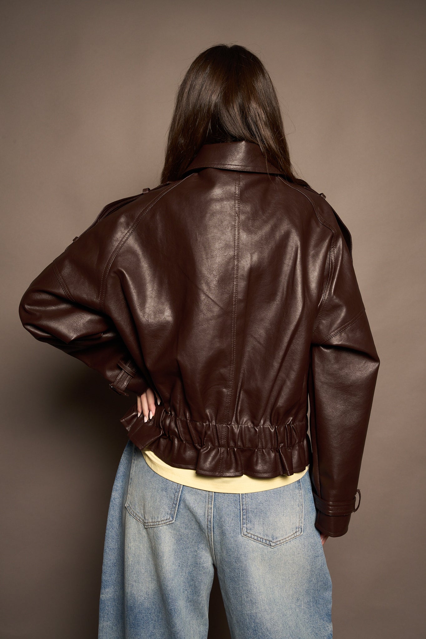 Bomber ecopelle marrone