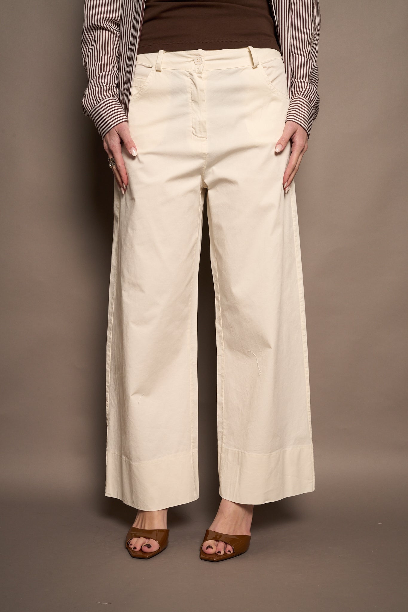 Pantalone cotone panna