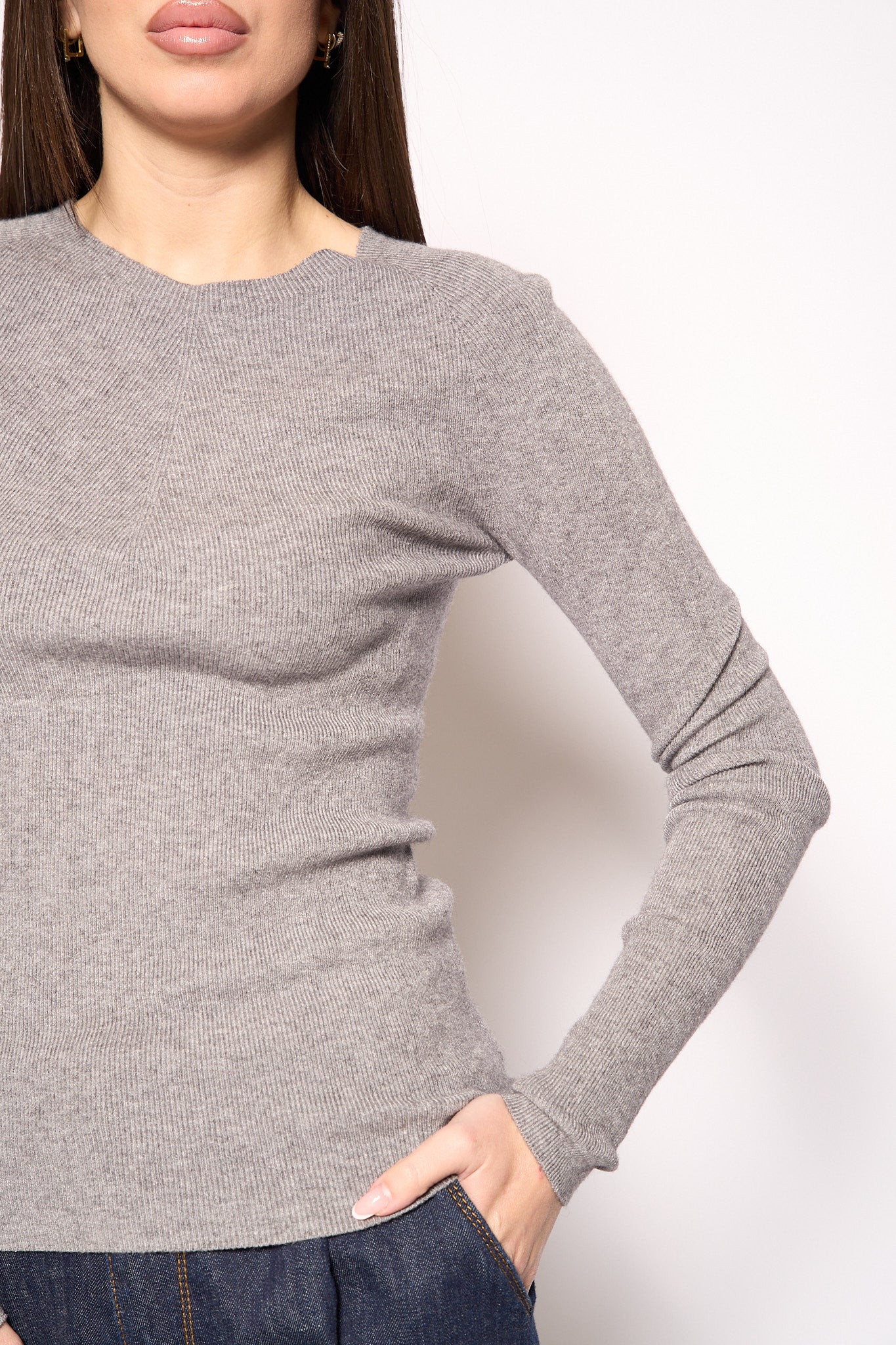 Maglia girocollo grigia