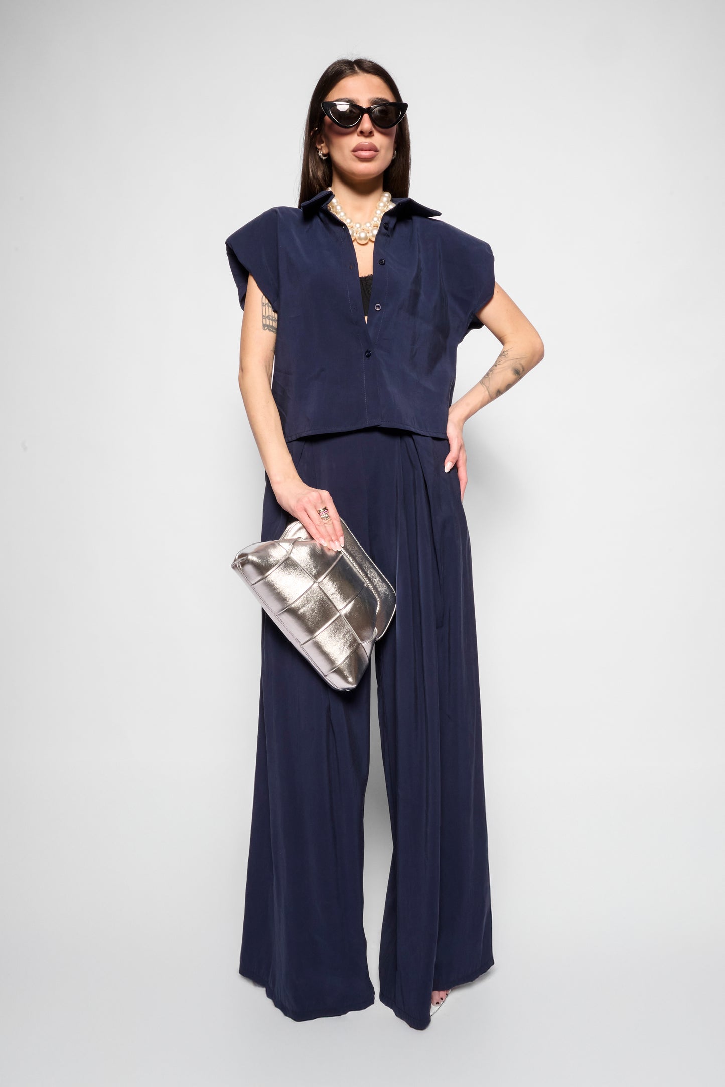 Pantaloni ampi blu