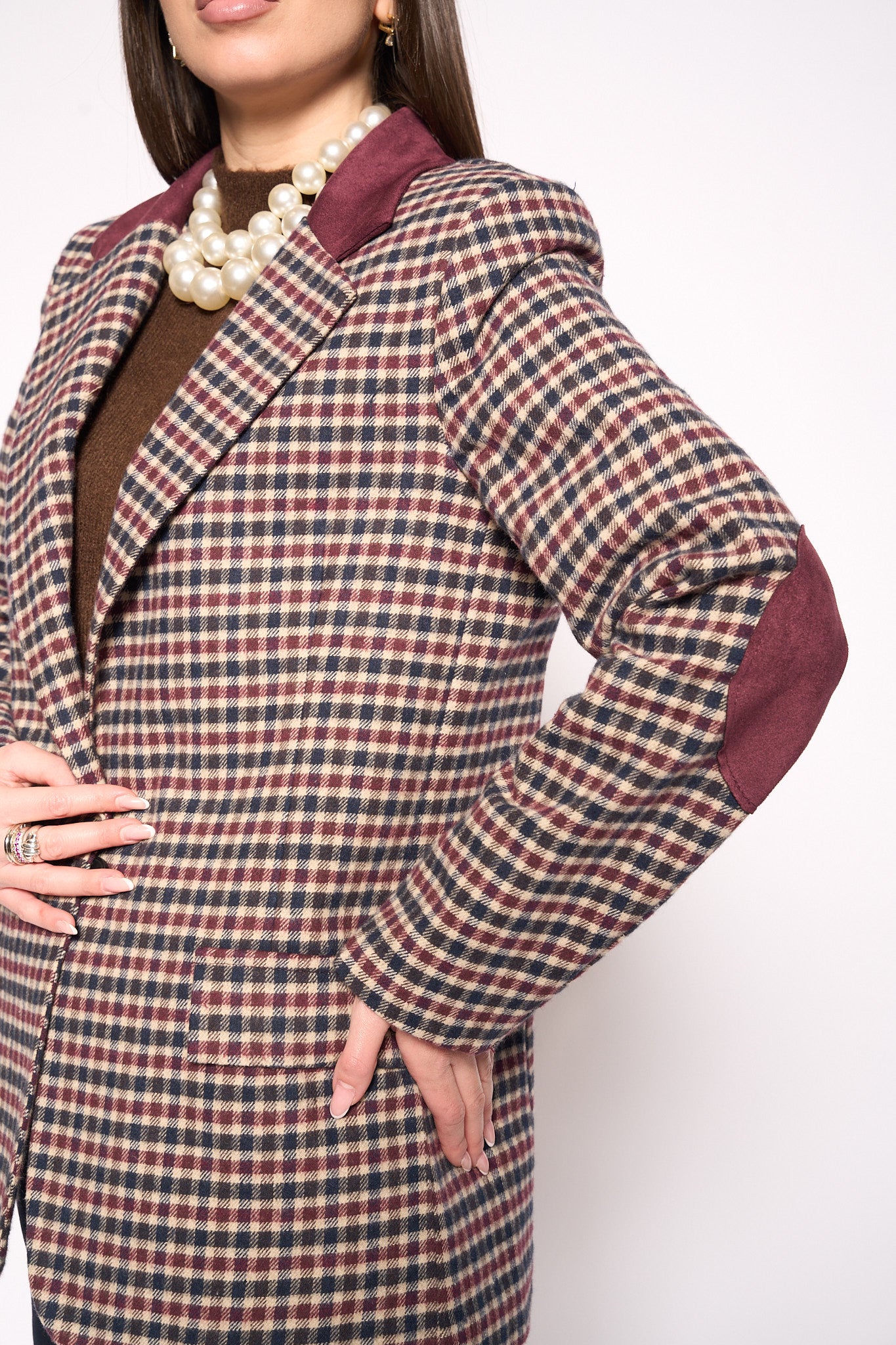 Giacca quadri bordeaux