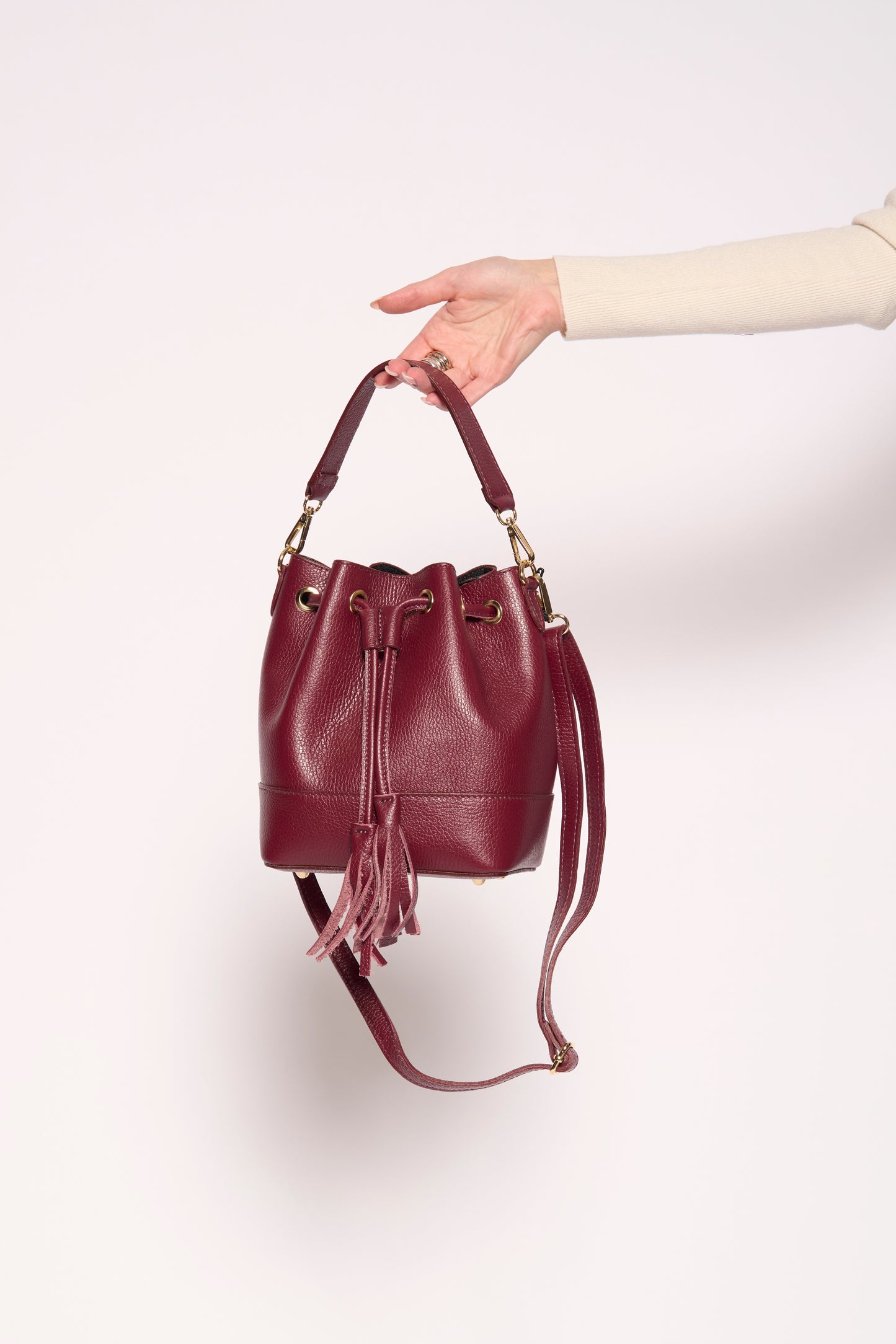 Secchiello in pelle burgundy