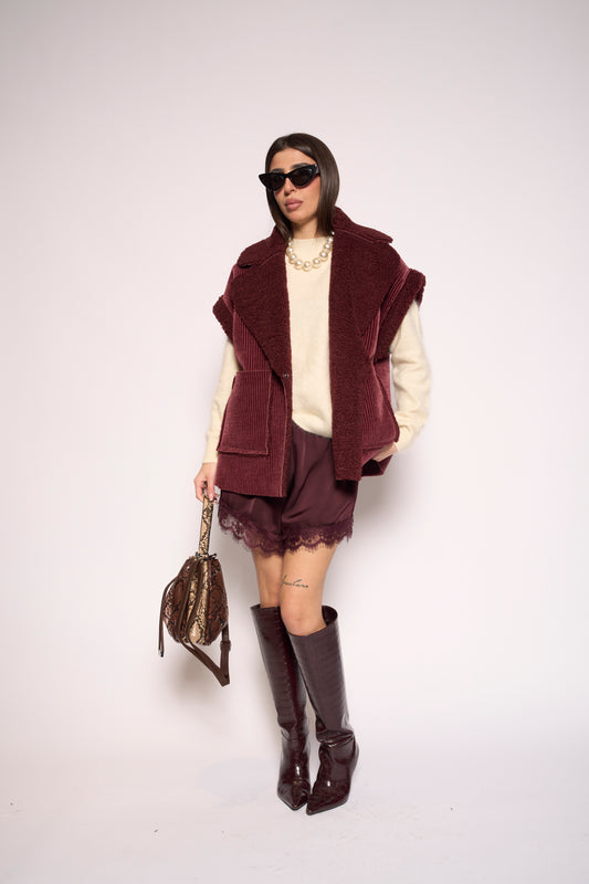 Shorts pizzo burgundy