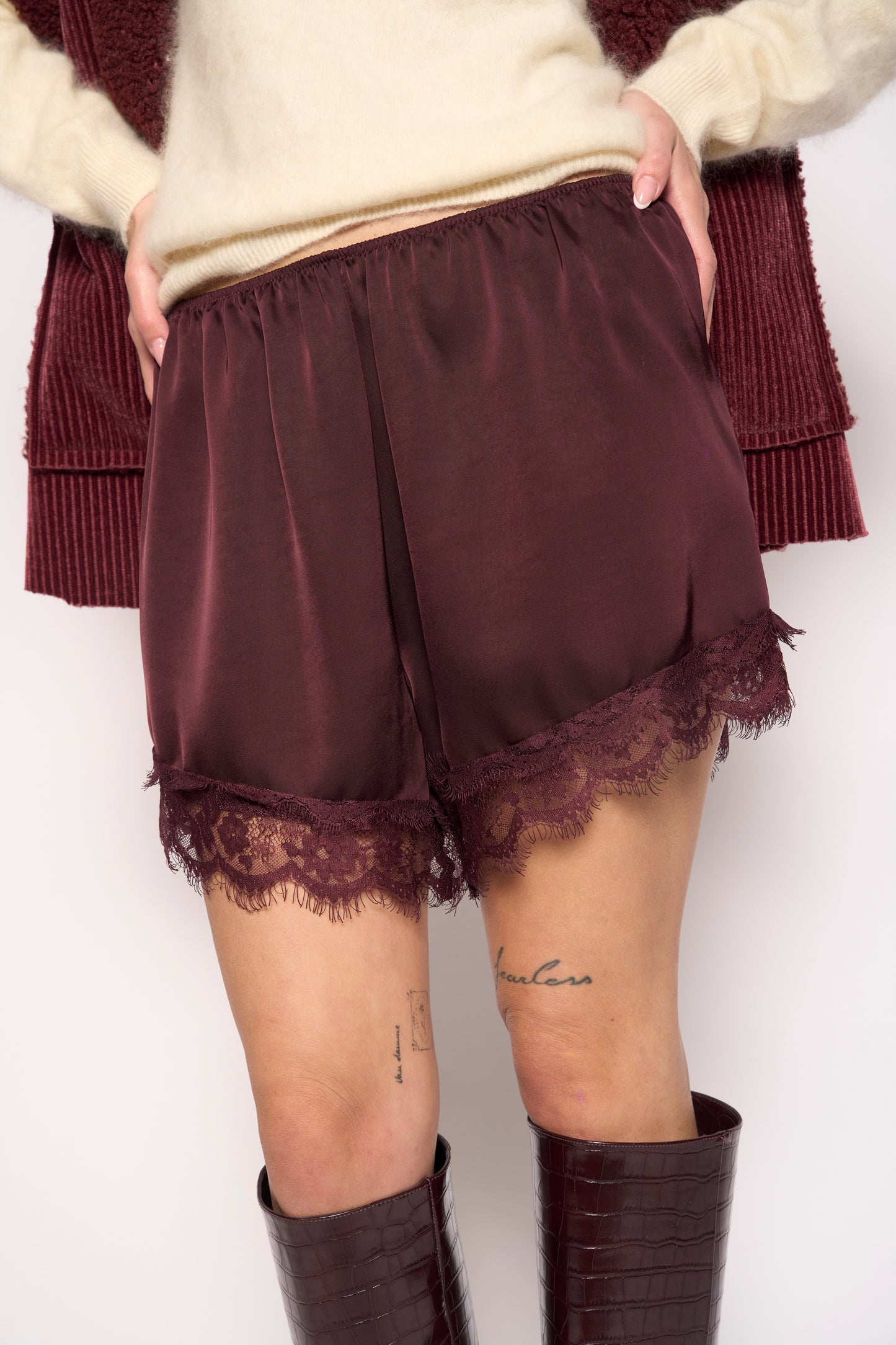 Shorts pizzo burgundy