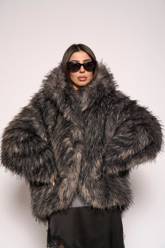 Pelliccia eco grigia