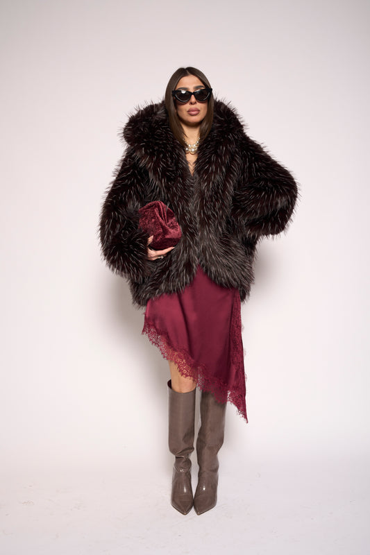 Pelliccia eco bordeaux