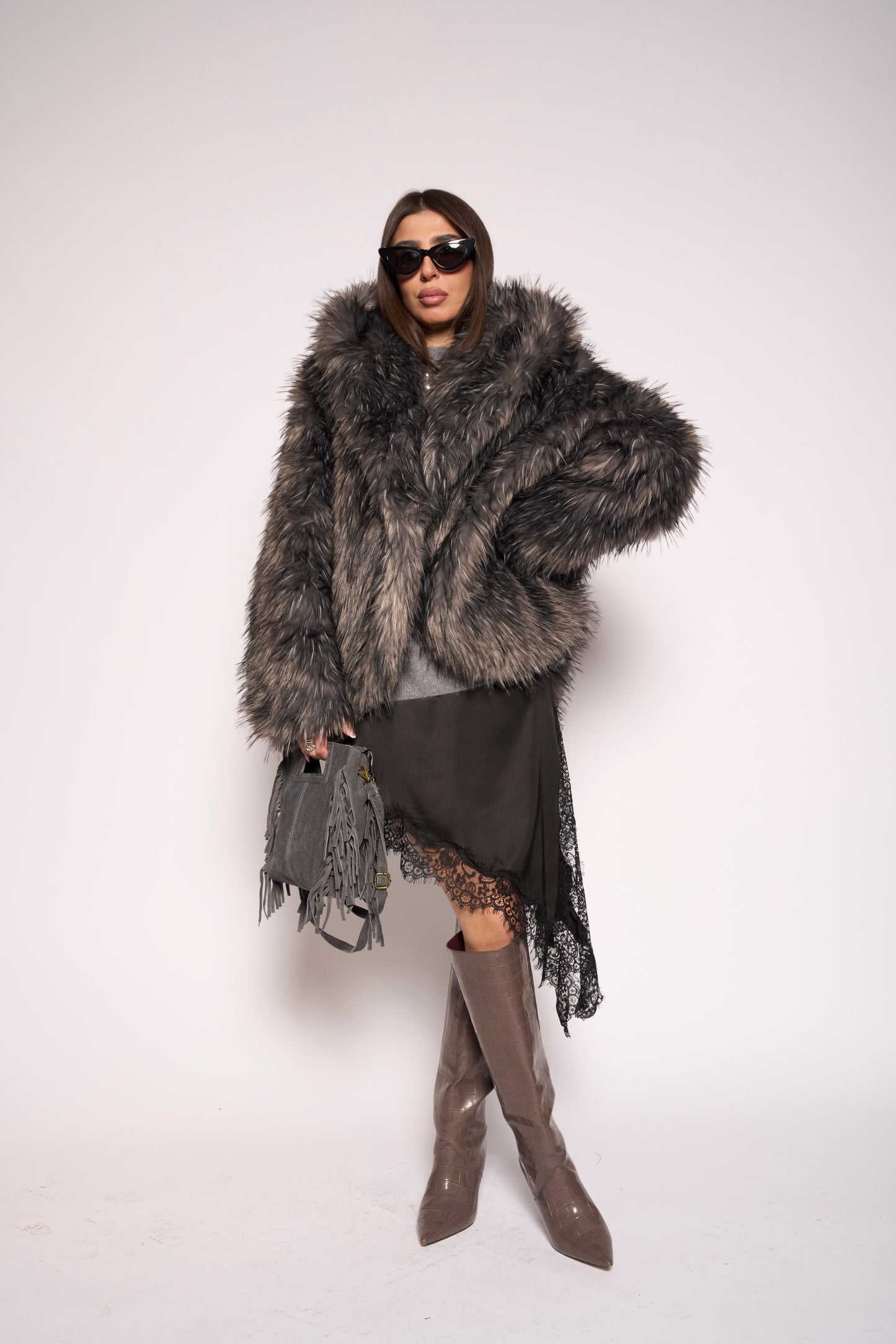 Pelliccia eco grigia