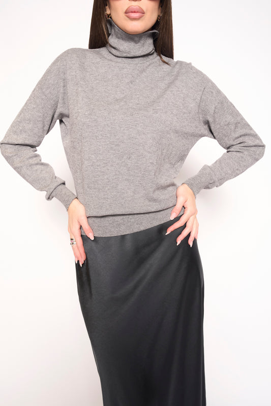 Maglia collo alto grigia