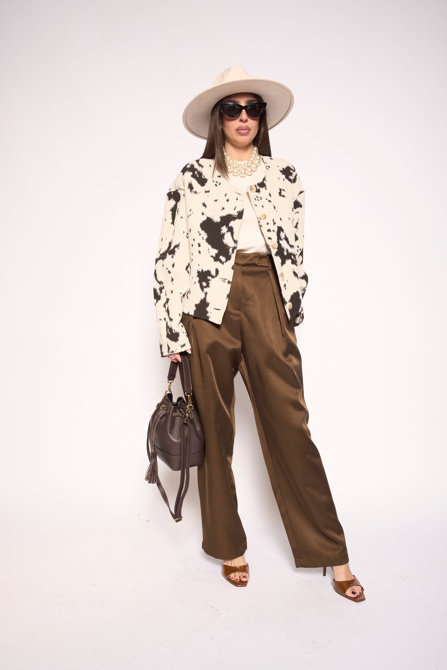 Pantalone satin marrone