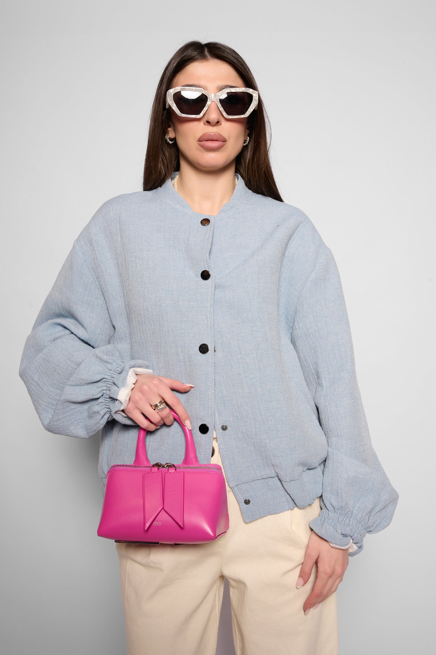 Bomber cotone azzurro