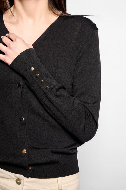 Cardigan filo basic nero