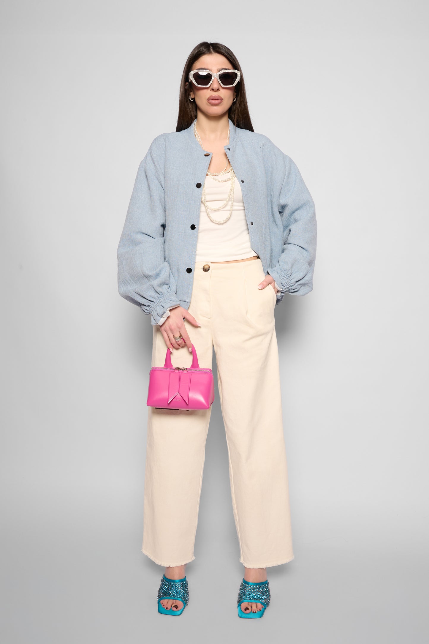Bomber cotone azzurro