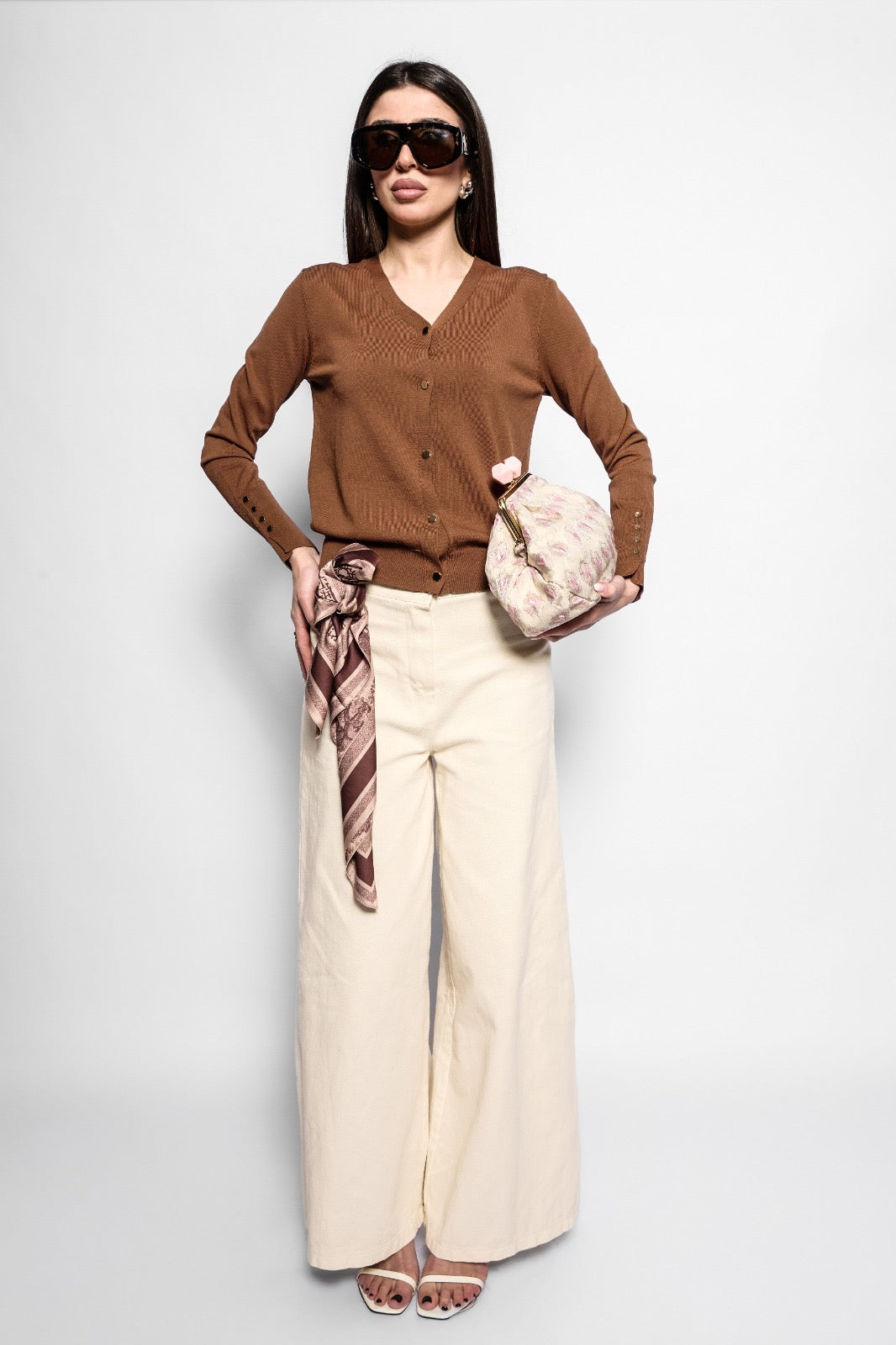 Cardigan filo basic camel