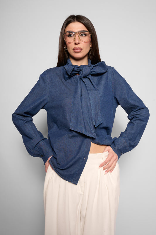 Camicia denim fiocco