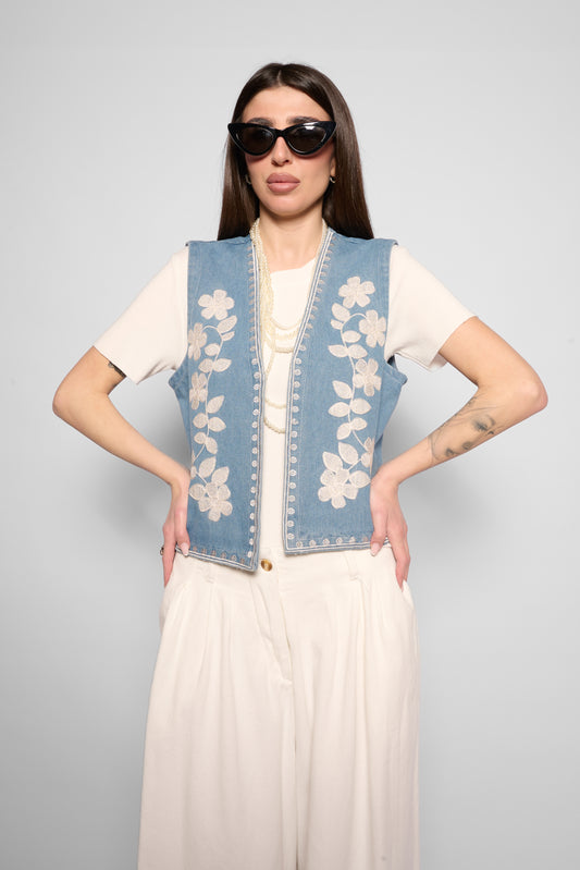 Gilet ricami boho-chic
